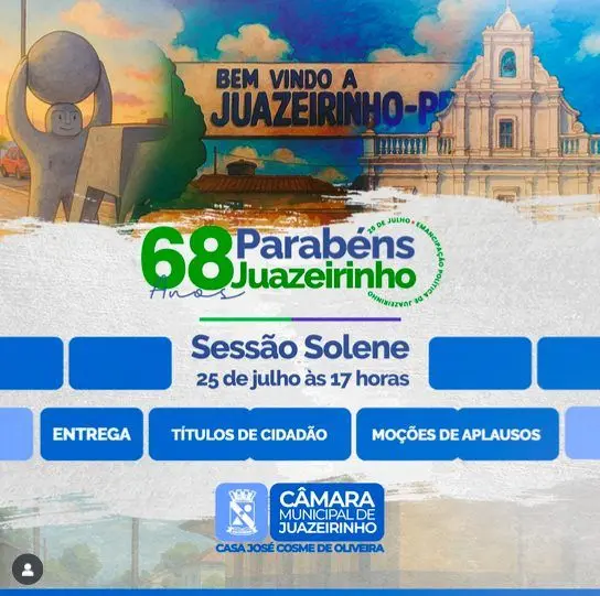 Juazeirinho celebra 68 anos de emancipação política com sessão solene na Câmara Municipal