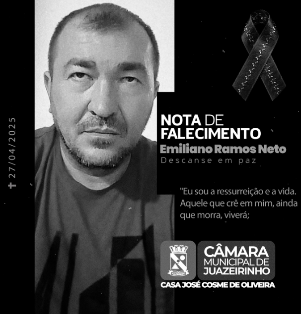 Câmara Municipal de Juazeirinho manifesta pesar pelo falecimento de Emiliano Ramos Neto