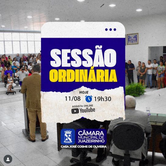 Câmara Municipal de Juazeirinho realiza sessão ordinária nesta segunda-feira 11/08