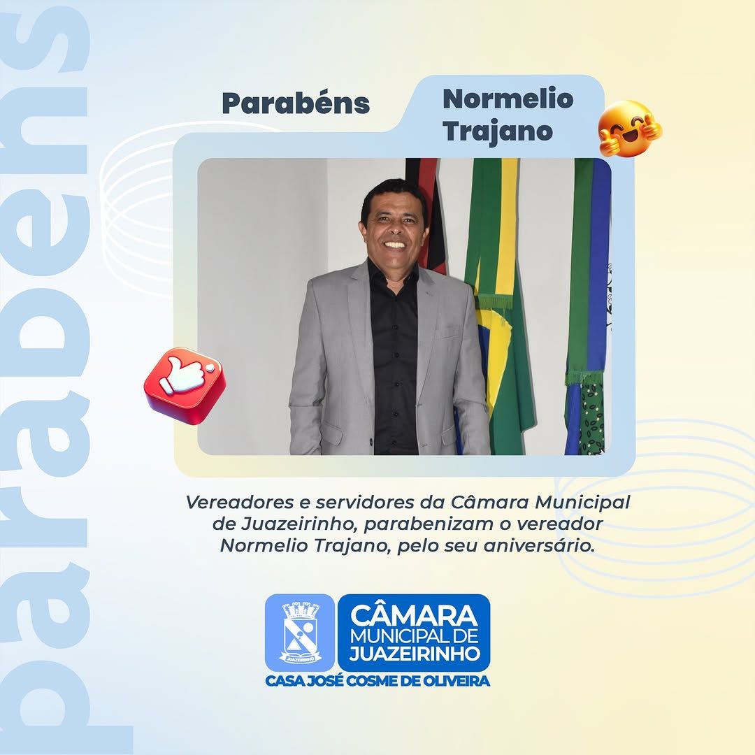 Câmara de Juazeirinho felicita vereador Normelio Trajano por seu aniversário