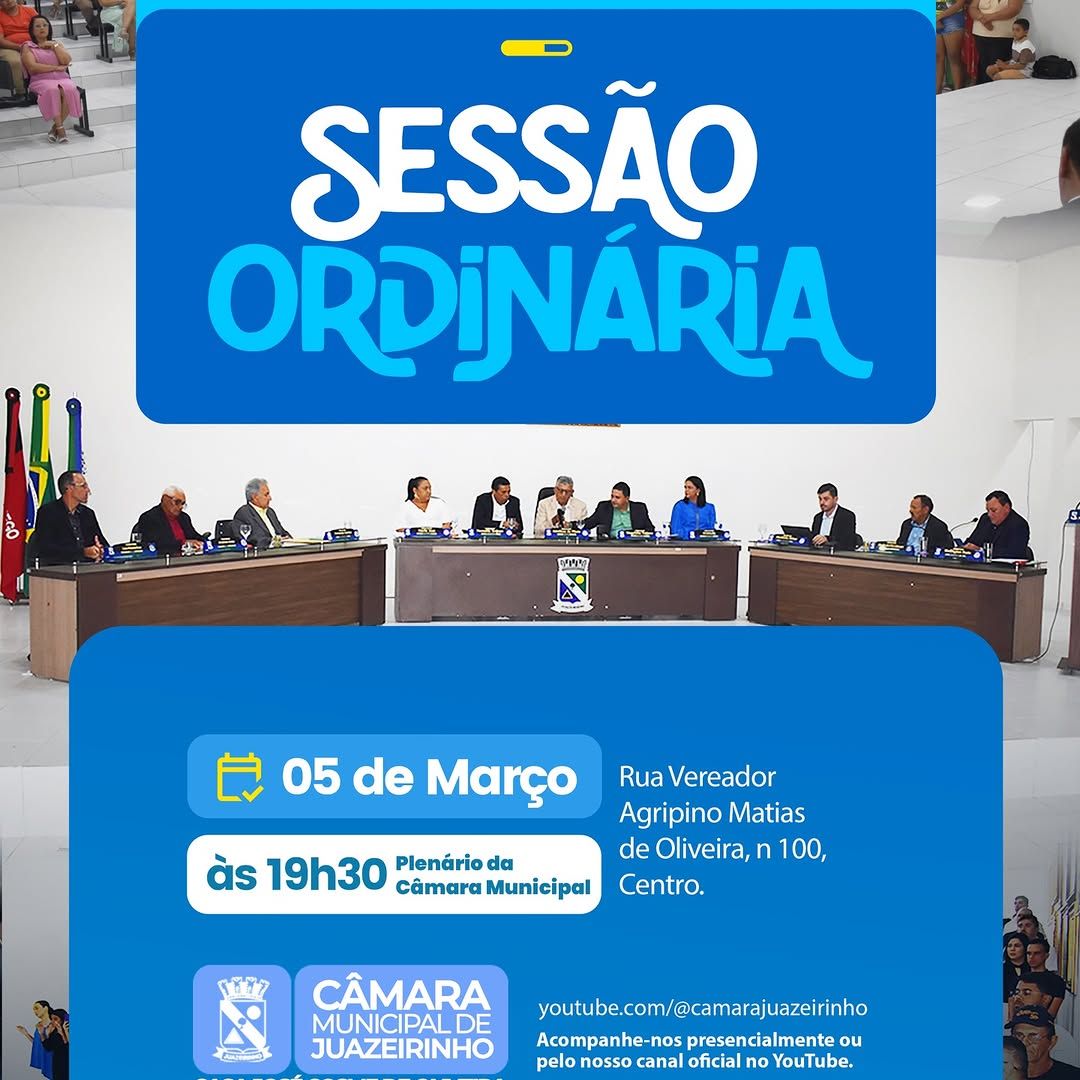 Câmara convida para Sessão Ordinária nesta quinta; acompanhe presencialmente ou online